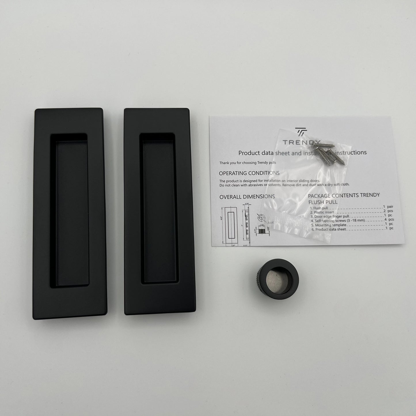Flush pull rectangular passage | Black